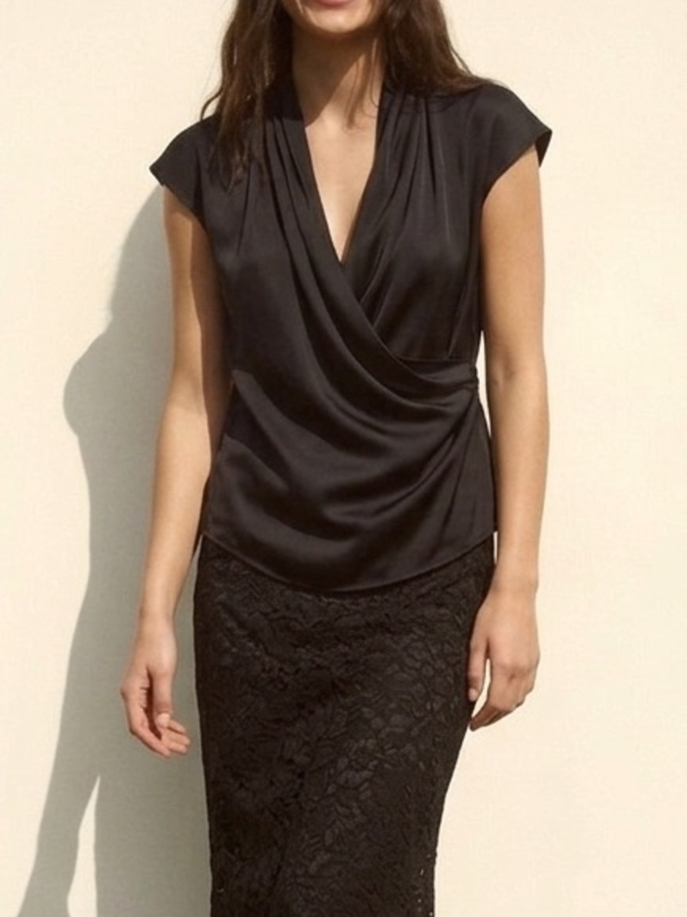 MAX MARA |  Black Silk Draped Blouse Cowl Neck Wrap Style Italian Luxury Top